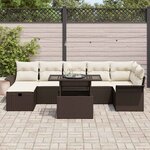 vidaXL Ensemble de canapé de jardin 8 Pièces Marron Poly rotin