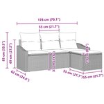 vidaXL Ensemble de Canapés avec coussin 4 Pièces Noir polyrotin
