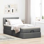 vidaXL Lit ottoman avec matelas et LED gris foncé 90x200 cm tissu