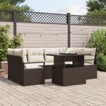 Set de Canapés de Jardin vidaXL 7 Pièces avec Coussins Marron Rattan Poly