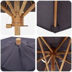 vidaXL Parasol de Jardin Gris Foncé 217x230 cm Bambou