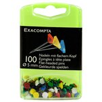 Boîte De 100 Épingles À Tête Plate Unie - Hauteur De Pointe 8mm - 5mm De Diamètre - Couleurs Assorties - Exacompta