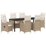 vidaXL Ensemble de salle à manger pour jardin 7 Pièces Beige polyrotin