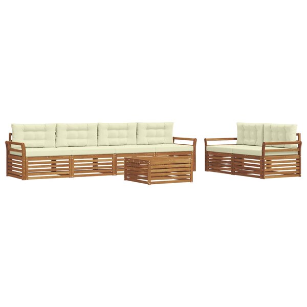 vidaXL Ensemble de canapés d'extérieur 7 pc Naturel et Crème