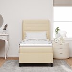 Lit à ressorts vidaXL avec matelas Crème 90x200 cm Tissu