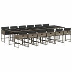 vidaXL Ensemble à manger de jardin coussins 13 Pièces gris résine tressée