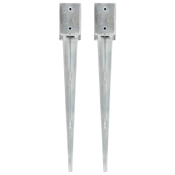 vidaXL Piquets au sol 2 Pièces Argenté 9x9x75 cm Acier galvanisé