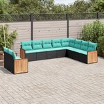 vidaXL Salon de jardin 10 Pièces avec coussins noir résine tressée