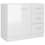 vidaXL Armoire d'évier Blanc brillant 63x30x54 cm Bois d'ingénierie