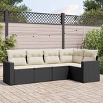 vidaXL Salon de jardin 5 Pièces avec coussins noir résine tressée