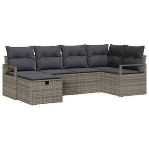 vidaXL Ensemble de canapé de jardin 6 Pièces Gris 232 x 122 x 85 cm