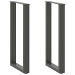 vidaXL Pieds de table console en U  2 pièces  anthracite  38 x (72-73) cm  acier