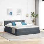 vidaXL Lit de rangement LED avec matelas Gris foncé 200 x 200 cm