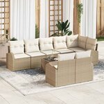 vidaXL Ensemble de canapé de jardin 9 Pièces Beige  blanc Poly rotin