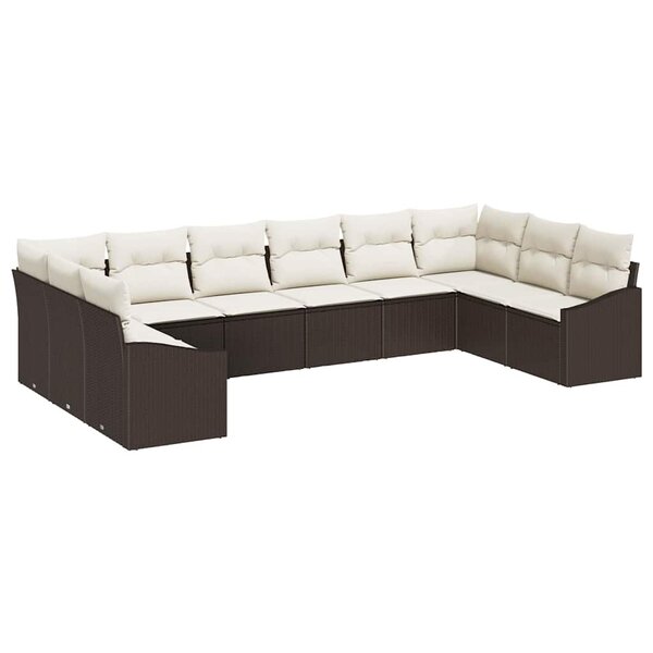 vidaXL Ensemble de salle à manger pour jardin 10 Pièces Marron et Crème