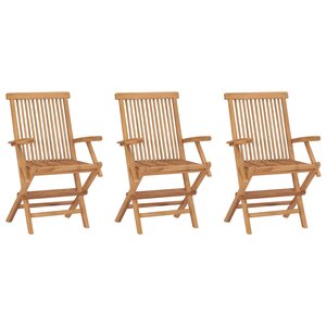 vidaXL Chaises de jardin pliables lot de 3 Bois de teck massif