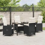 vidaXL Ensemble de jardin 5 pièces avec coussins noirs en poly rotin