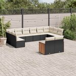 vidaXL Salon de jardin 12 Pièces avec coussins noir résine tressée
