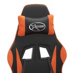 vidaXL Chaise de jeu pivotante repose-pied Noir et orange Similicuir