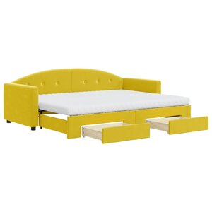 vidaXL Lit de jour avec gigogne et tiroirs jaune 80x200 cm velours