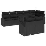 vidaXL Ensemble de canapé de jardin avec stockage 9 Pièces Noir polyrotin