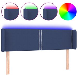 vidaXL Tête de lit à LED Bleu 147x16x78/88 cm Tissu
