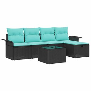 vidaXL Ensemble de canapé de jardin avec coussin 6 Pièces Poly rotin