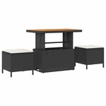 vidaXL Ensemble de canapé de jardin avec coussin 9 Pièces Noir et crème