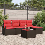 vidaXL Ensemble de canapé de jardin avec coussin 6 Pièces Marron et rouge