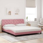 vidaXL Lit avec matelas rose 180x200 cm velours