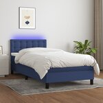 vidaXL Sommier à lattes de lit avec matelas LED Bleu 90x200 cm Tissu
