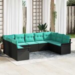 vidaXL Ensemble de canapé de jardin avec stockage 9 Pièces Noir polyrotin