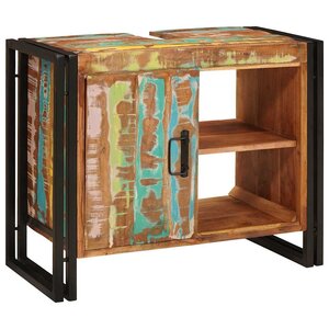 vidaXL Meuble sous évier avec étagère Multicolore Bois Recyclé Solide