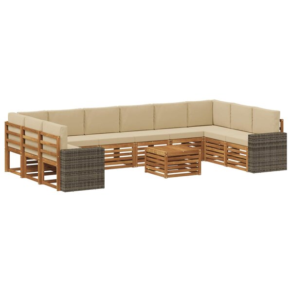 vidaXL Ensemble de canapés d'extérieur 11 pc Naturel et Beige