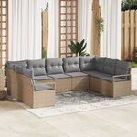 vidaXL Ensemble de canapé de jardin 9 Pièces Beige Poly rotin