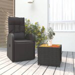 vidaXL Ensemble de salon de jardin 2 Pièces noir poly rotin et acacia