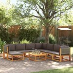 vidaXL Salon de jardin avec coussins 9 Pièces bois massif d'acacia