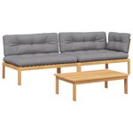 vidaXL Salon palette de jardin avec coussins 3Pièces bois d'acacia massif