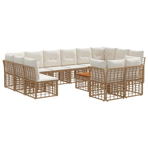 vidaXL Ensemble de canapés d'extérieur 13 Pièces Blanc Naturel et Crème