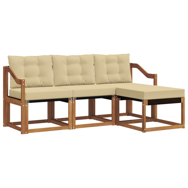 vidaXL Ensemble de canapés d'extérieur 4 pc Naturel et Beige