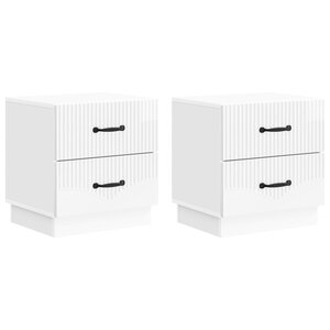 vidaXL Cabinet de chevet 2 pc Blanc brillant 43 x 34 5 x 44 5 cm