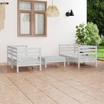 vidaXL Salon de jardin 5 Pièces Blanc Bois de pin massif