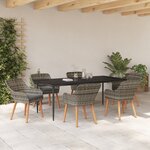 vidaXL Ensemble de Salle à Manger de Jardin 7 Pièces Gris Poly Rattan