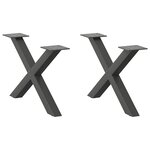 vidaXL Pieds de table basse en forme de X 2 pièces Anthracite 60 x (30-31) cm Acier
