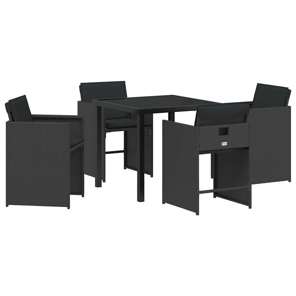 vidaXL Ensemble de salle à manger pour jardin 5 Pièces Noir polyrotin