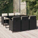 vidaXL Ensemble à manger de jardin coussins 7Pièces Résine tressée Noir