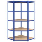 vidaXL Étagères à 5 niveaux 2Pièces Bleu Acier et bois d'ingénierie