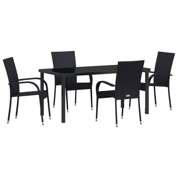 vidaXL Ensemble de Salle à Manger de Jardin 5 Pièces Noir Rattan Poly