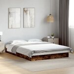 vidaXL Cadre de lit sans matelas chêne fumé 140x200 cm bois ingénierie