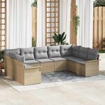 vidaXL Ensemble de canapé de jardin 9 Pièces Beige Poly rotin